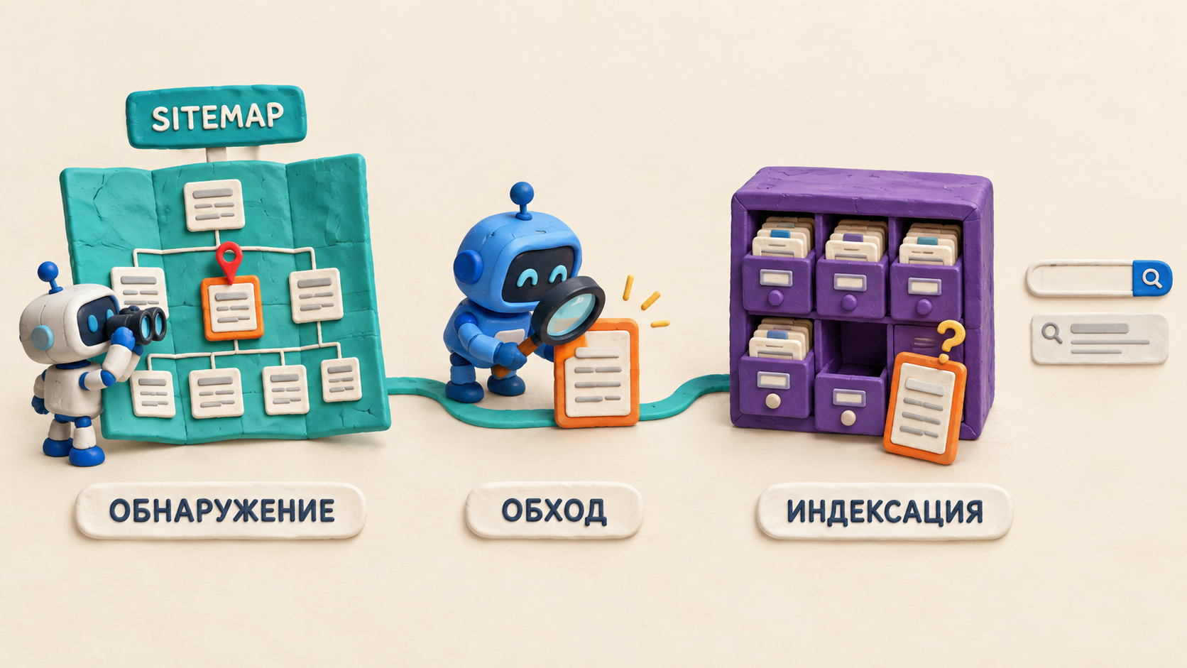 Страница есть в sitemap, но не находится в поиске: как разделить обнаружение, обход и индексацию