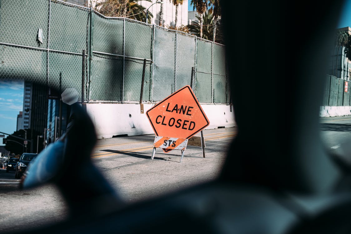 Lane closed.