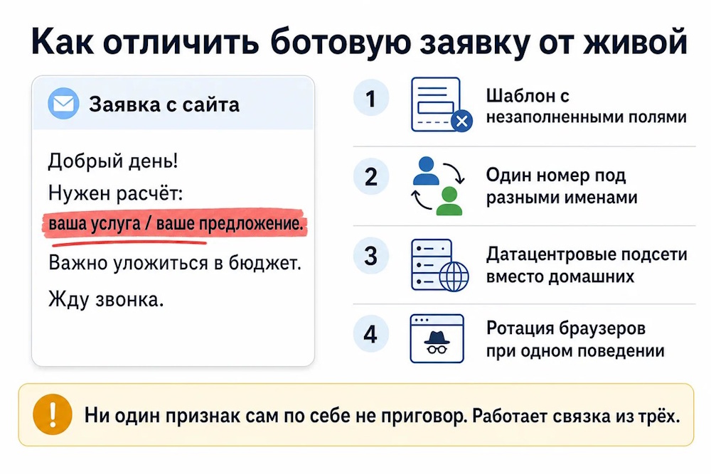 Как отличить ботовую заявку от живой