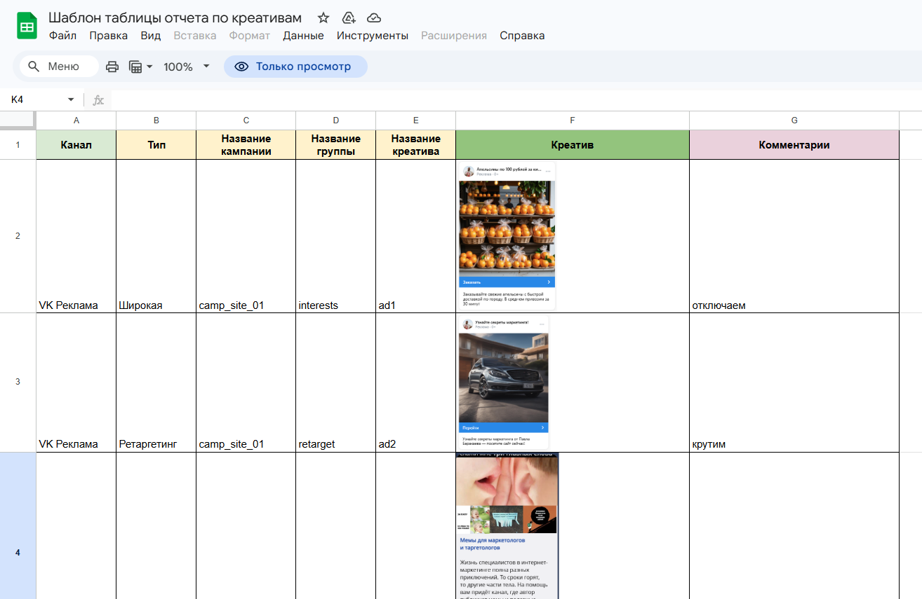 Отчет по кампаниям Отчет по кампаниям