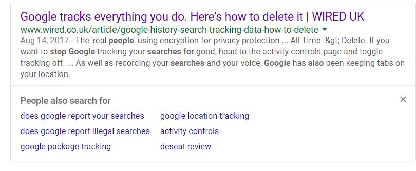 "Люди также ищут" в Google