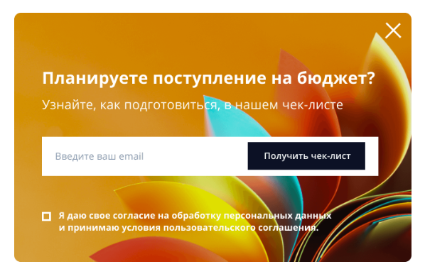 Форма с чек-листом для подготовки к поступлению на бюджет Форма с чек-листом для подготовки к поступлению на бюджет