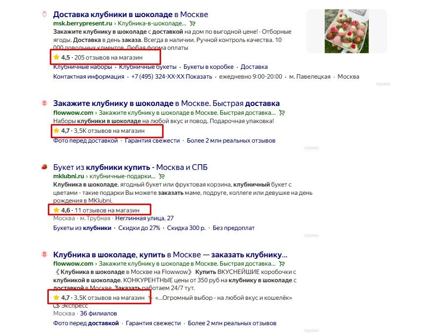 Сниппеты с рейтингом Сниппеты с рейтингом