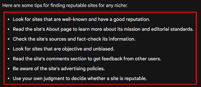 reputable sites