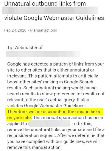 Пример письма от Google