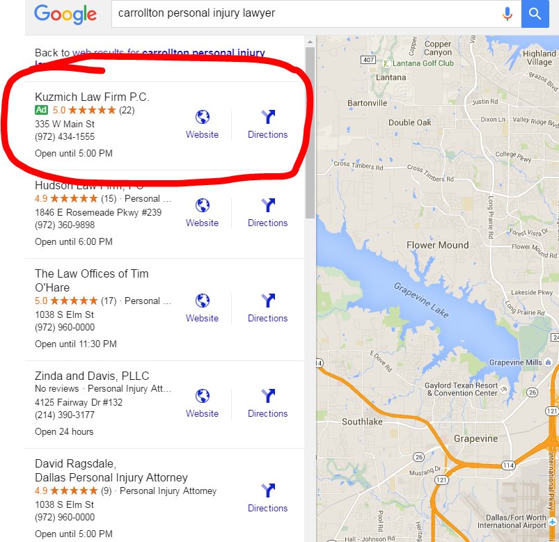 В поисковой выдаче Google Карт тестируются рекламные объявления