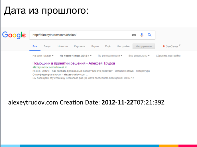 Дата посещения страницы на полгода опережает дату регистрации домена