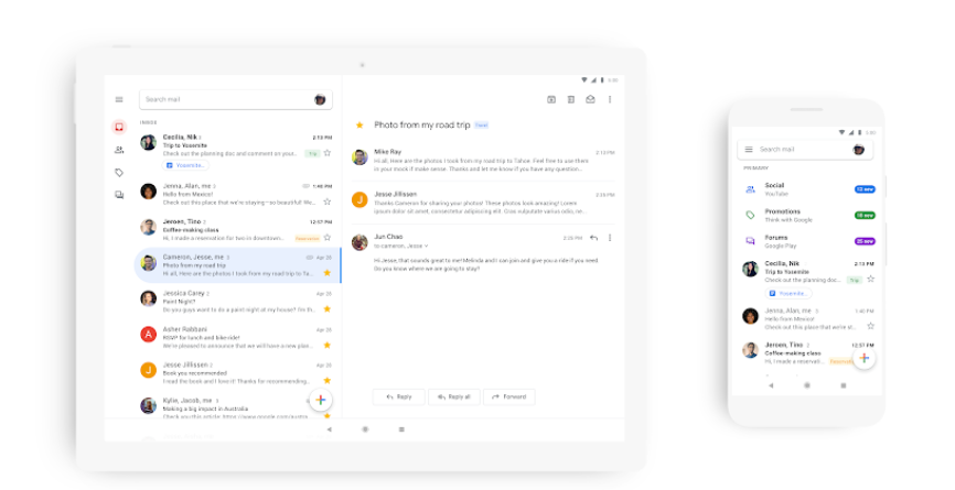 Google показал новый дизайн Gmail для Android и iOS