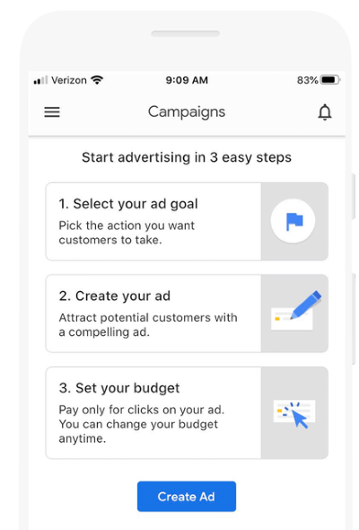 Рекламодателям стала доступна возможность запускать умные кампании, используя мобильное приложение Google Ads