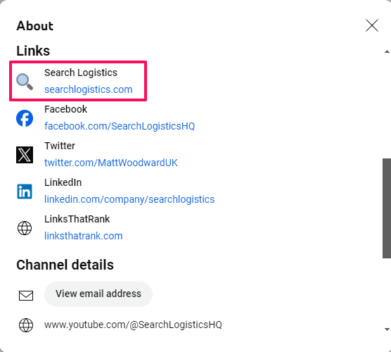 Ссылки в YouTube