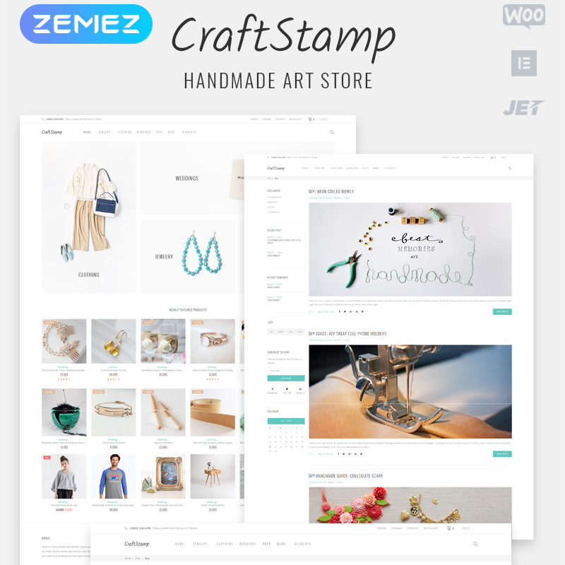 WooCommerce шаблон Craftstamp – Handmade Art Store Elementor