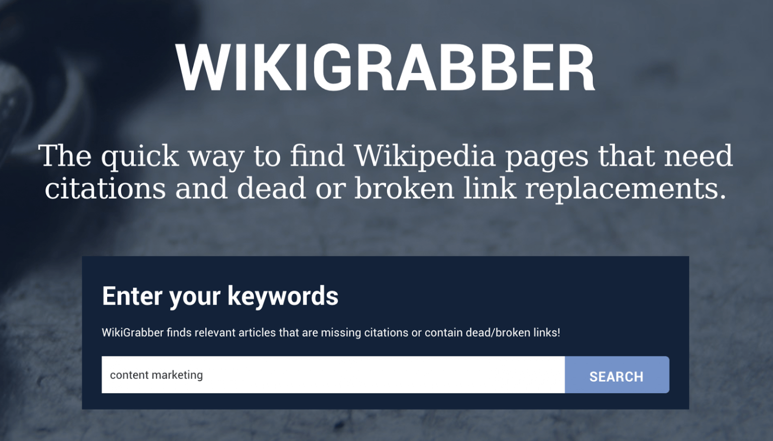 Пример использования инструмента пользоваться WikiGrabber