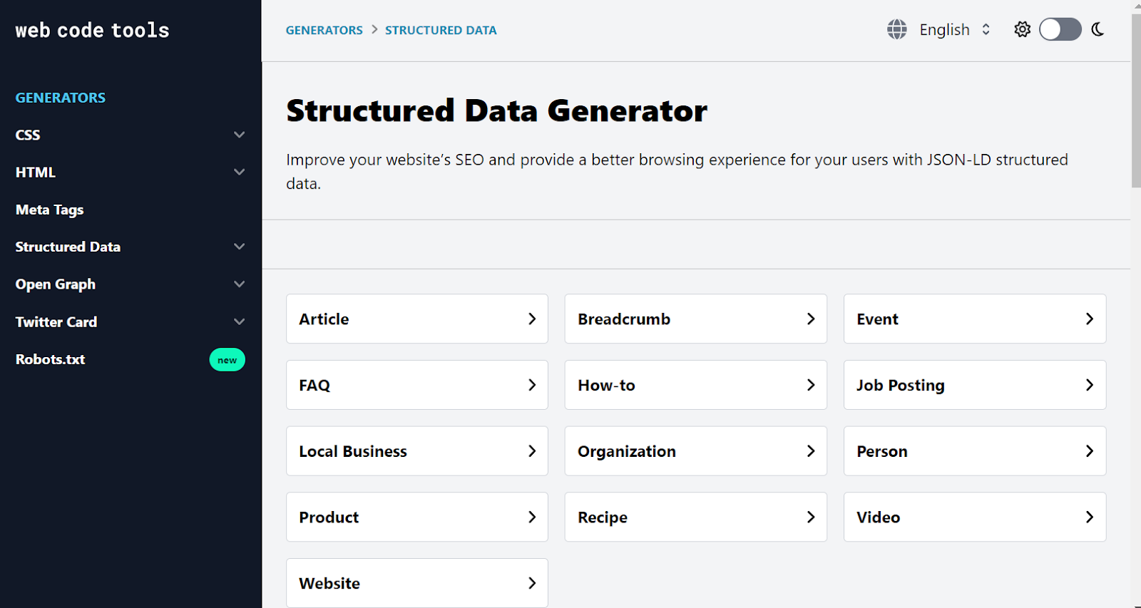 Structured Data Generator от Webcode