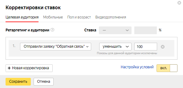 Отрицательные корректировки в Яндекс.Директе