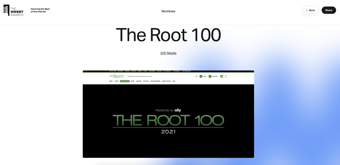 The Webby winners The Root