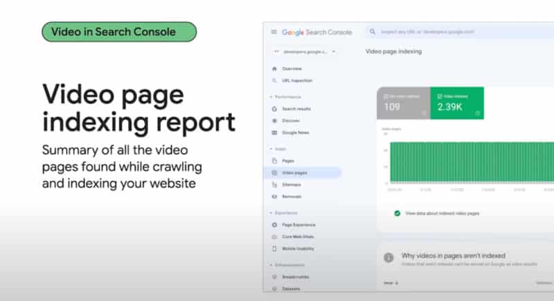 Отчет об индексации страниц с видео в Search Console