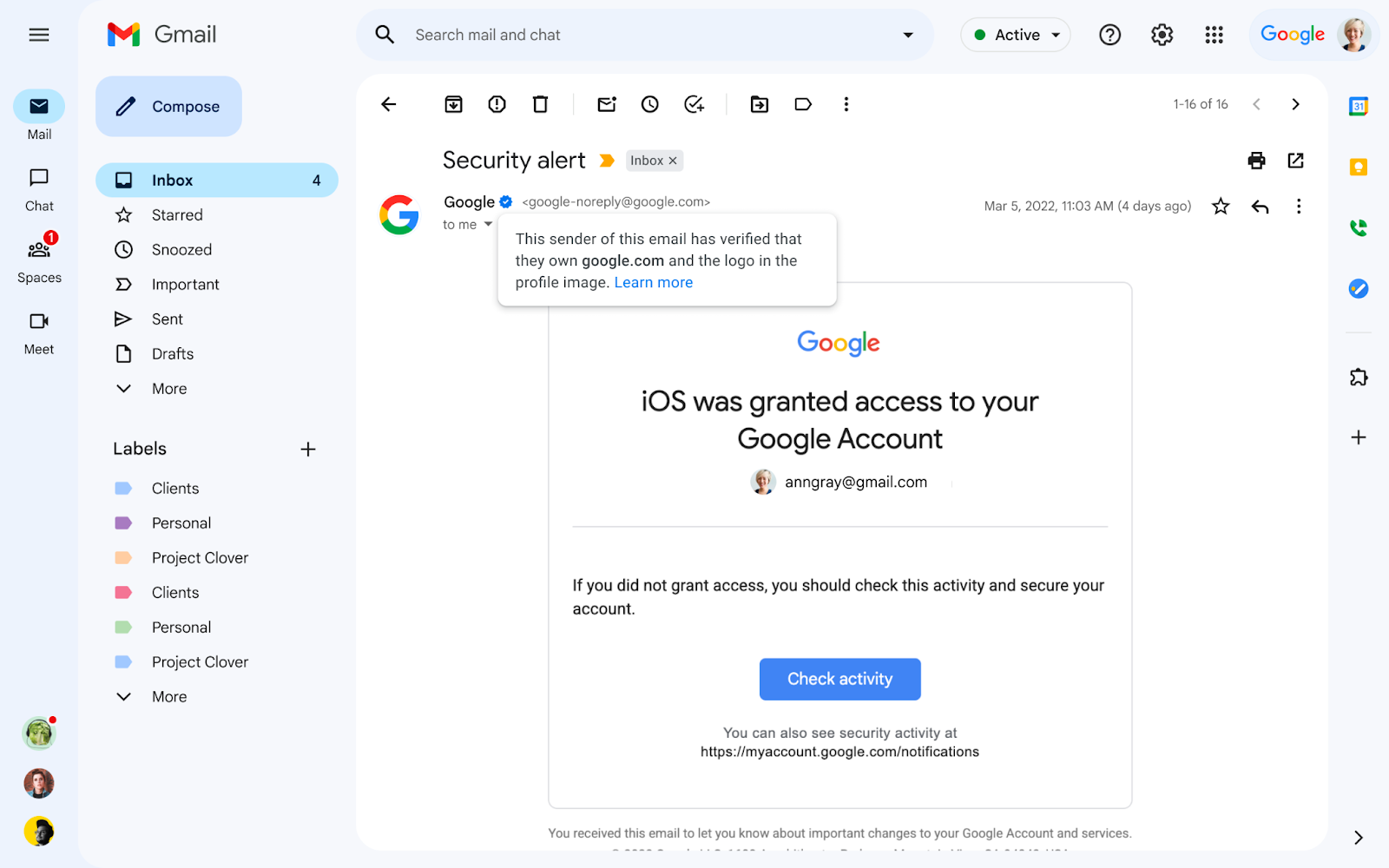 У брендов в Gmail появятся синие галочки