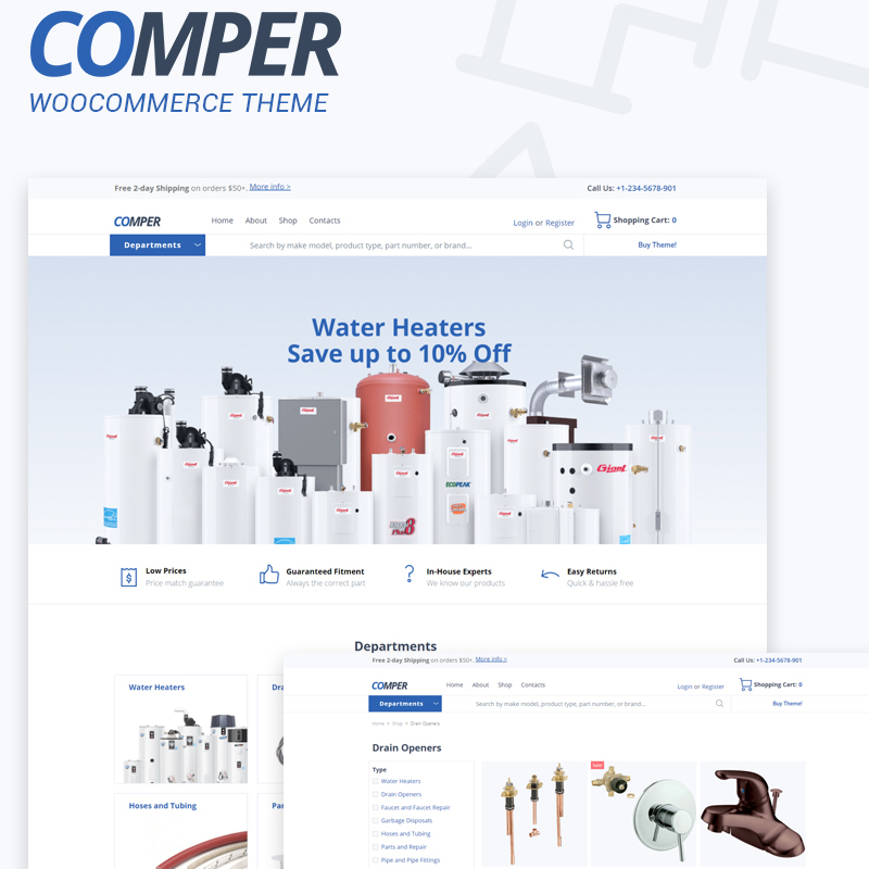 WooCommerce шаблон Comper – Plumbing ECommerce Classic Elementor