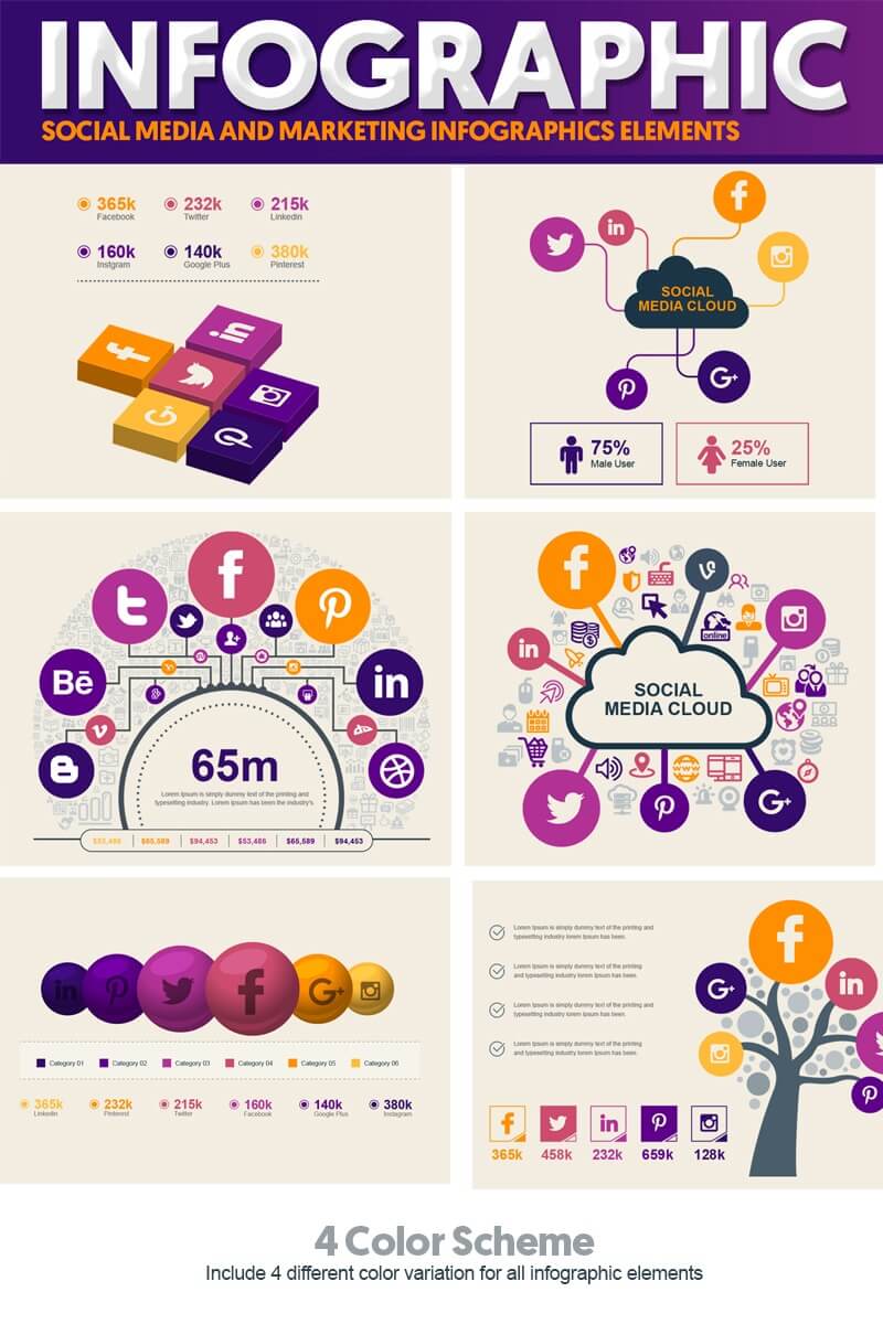 Social Media and Marketing Vector Elements Pack
