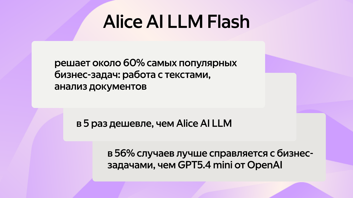 нейросеть для бизнеса Alice AI LLM Flash