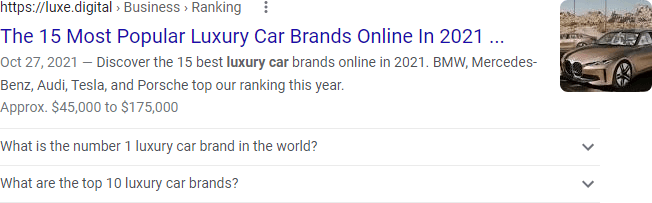 Результат выдачи Google Результат выдачи Google