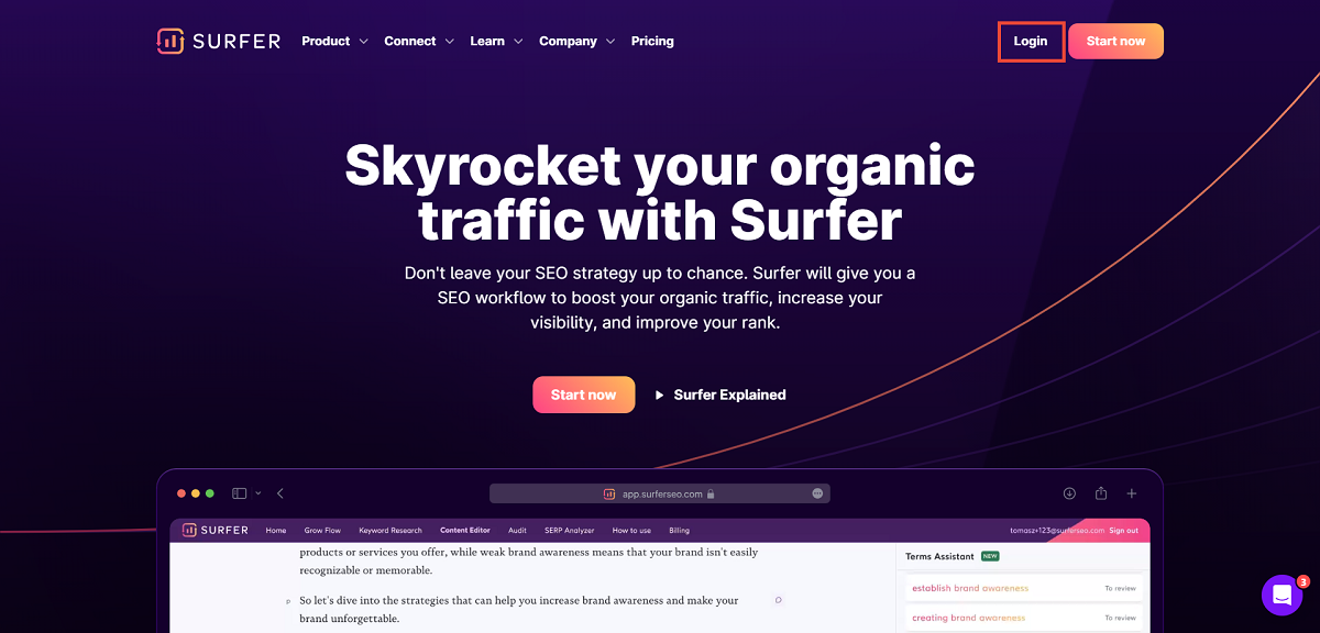 Профиль Surfer SEO 