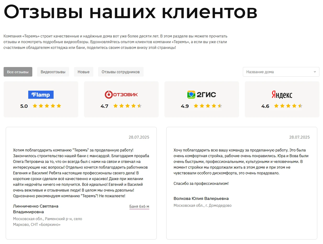 Отзывы клиентов