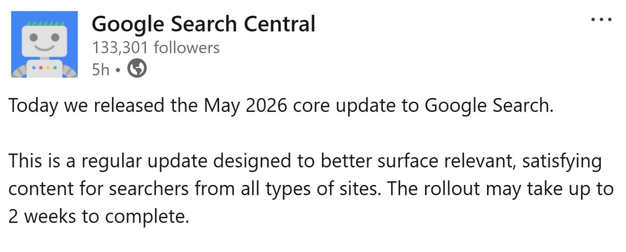 May 2026 Core Update