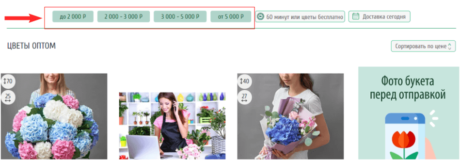 Тегирование на сайте интернет-магазина цветов