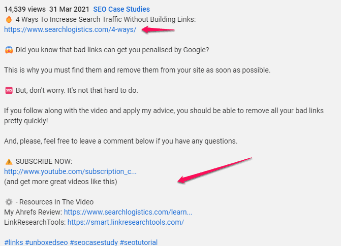 Ссылки в YouTube