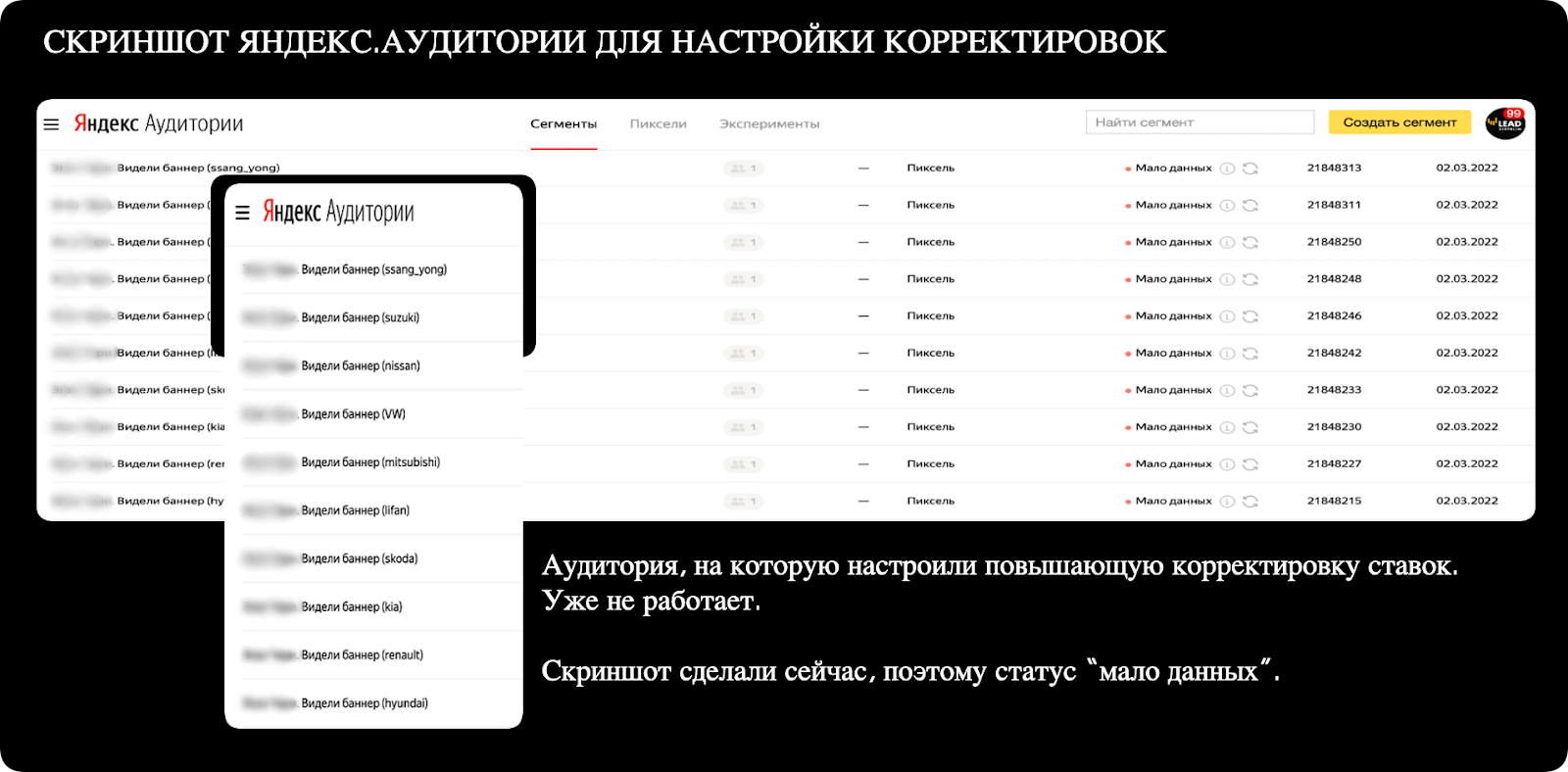 Скриншот Яндекс Аудитории