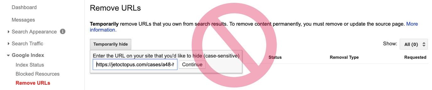 Инструмент Remove URLs в Search Console